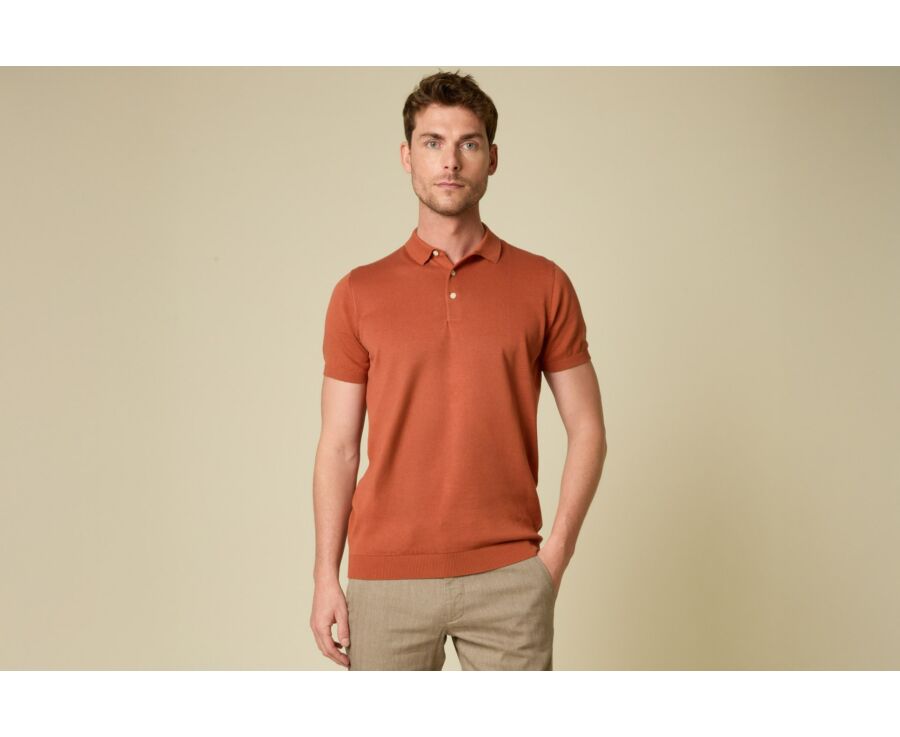 Men’s Dress Knit Polo Shirt Terracotta - BRAIDEN II