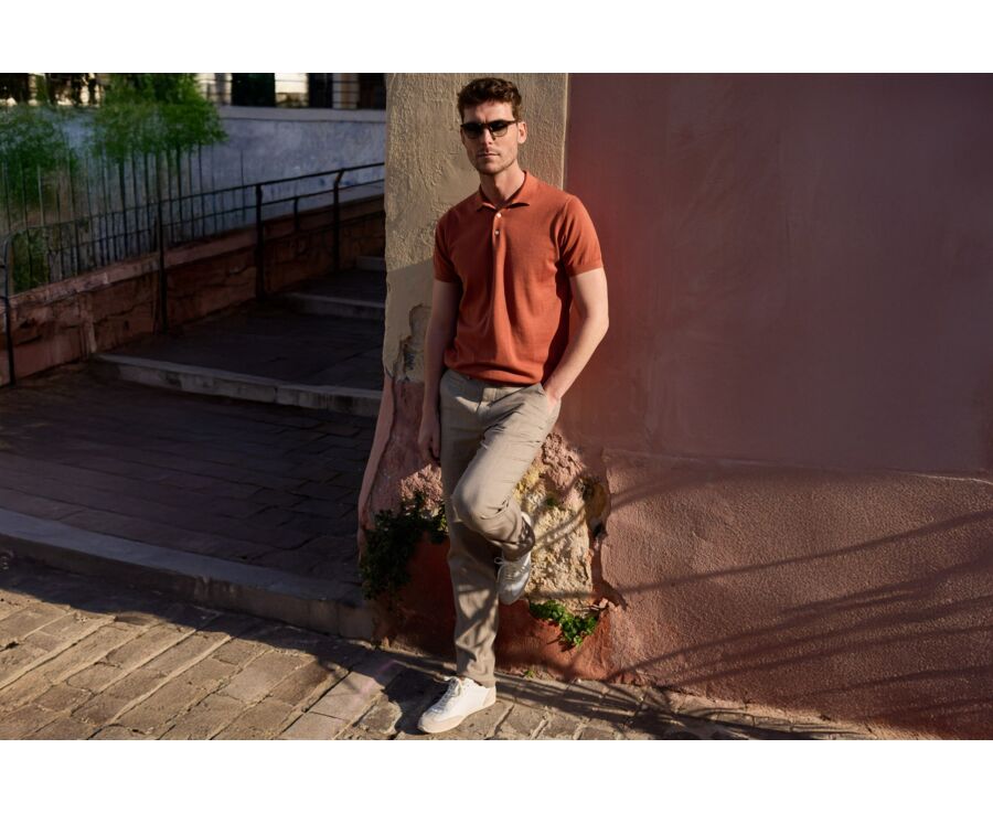 Men’s Dress Knit Polo Shirt Terracotta - BRAIDEN II