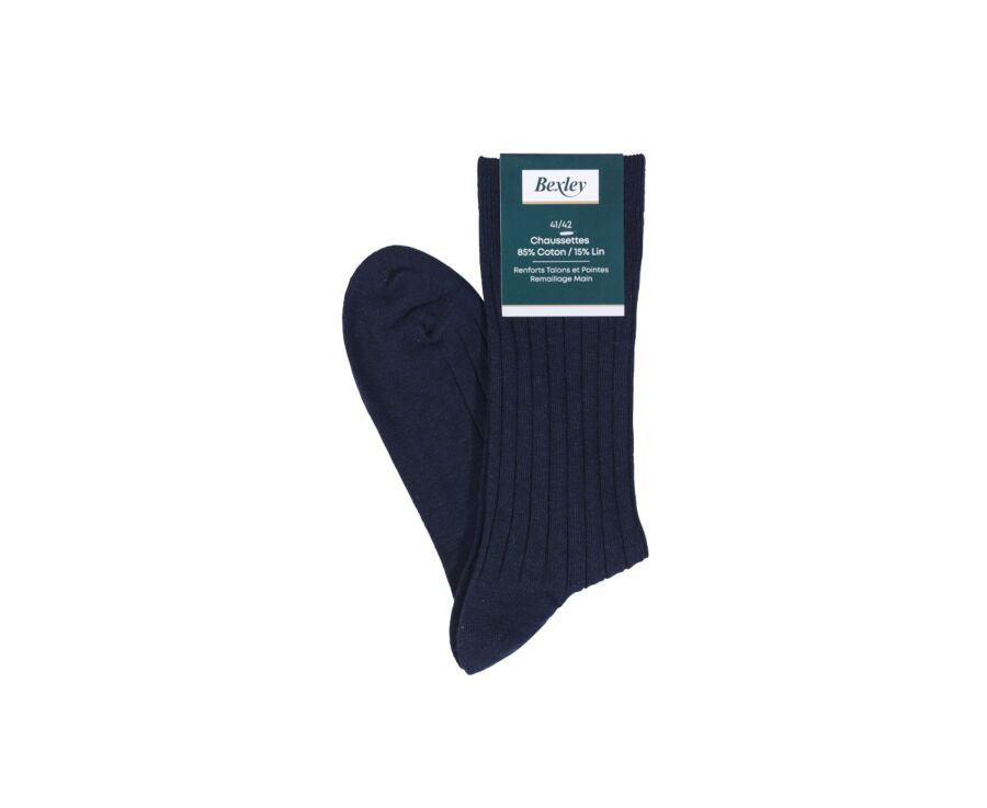 Men's Middle Navy cotton linen socks