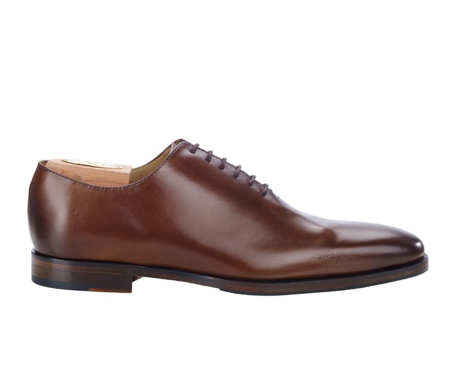Patina Chestnut Men's Oxford shoes - Leather sole with pad - BELLAGIO PATIN