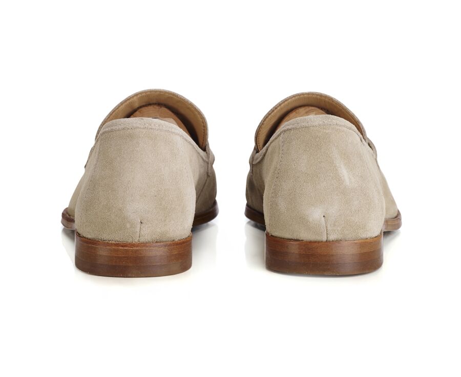 Dark Beige Suede Men's penny loafers - DERVIO
