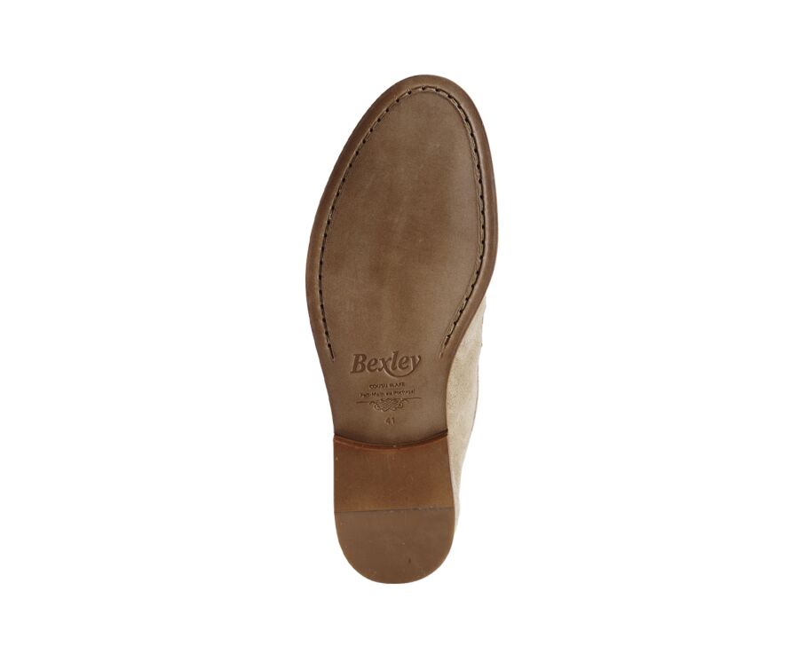 Dark Beige Suede Men's penny loafers - DERVIO