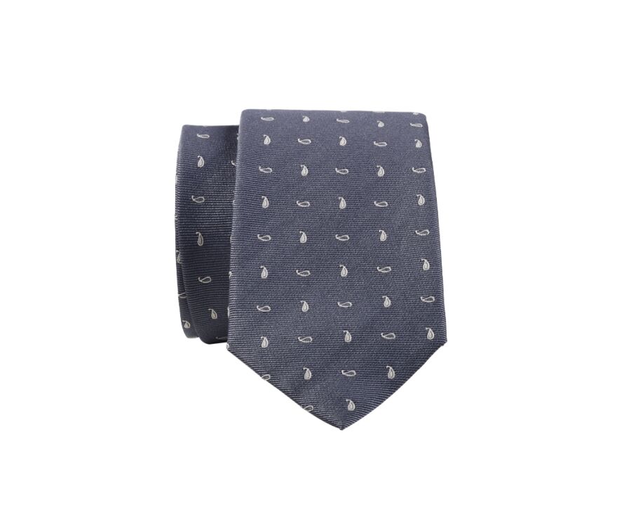 Grey and Ecru Mulberry Silk Tie