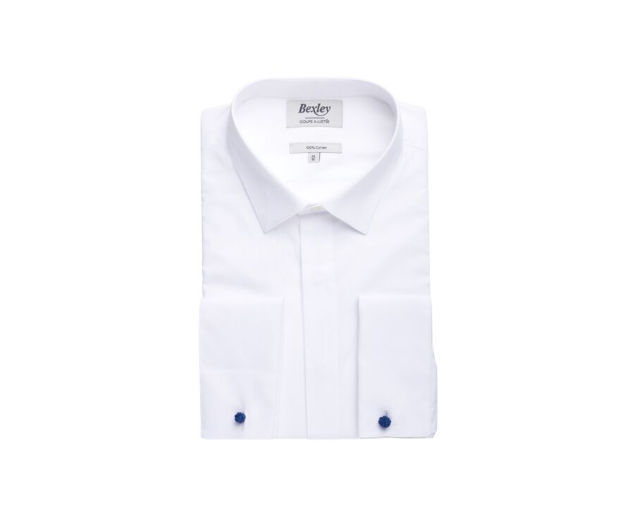 White shirt with French cuffs and covered placket - OLIVIO