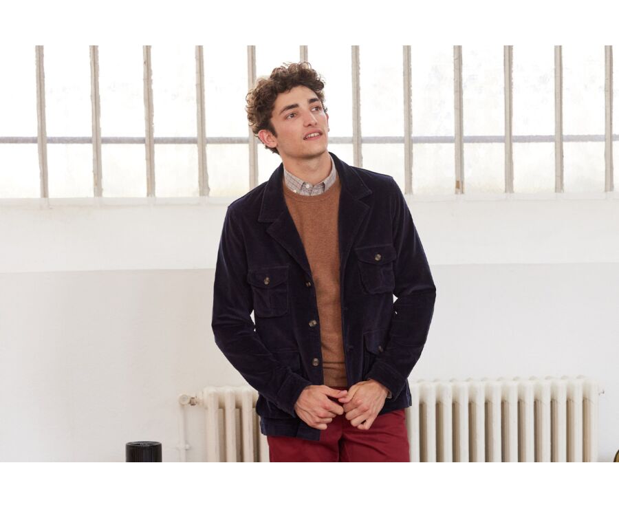 Men's Navy corduroy safari jacket - FLORENCIEN