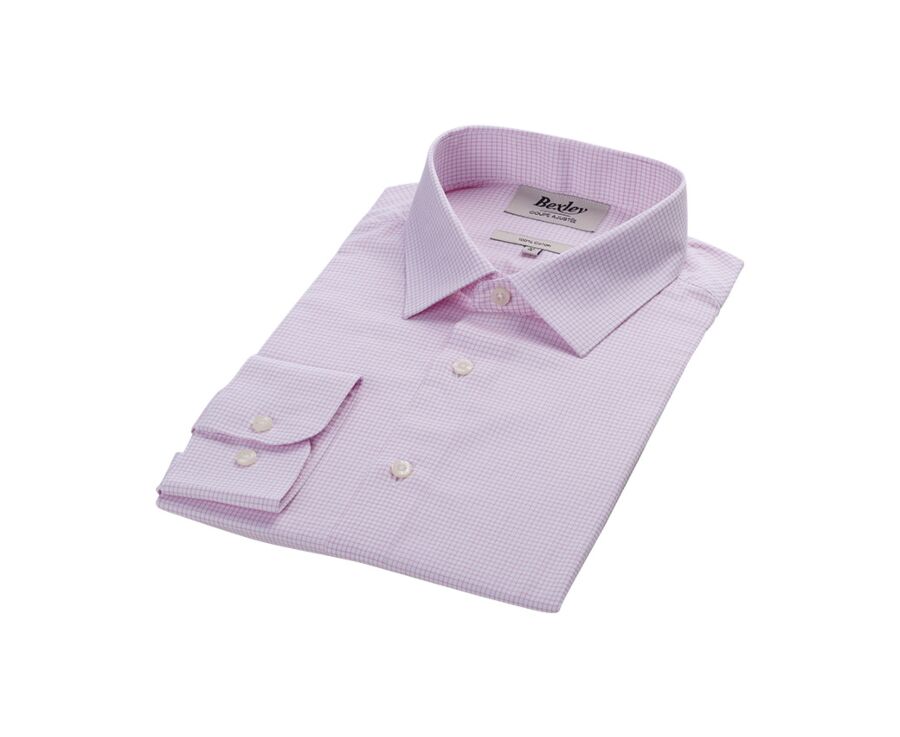 White with light pink check men's twill shirt - MARTINIEN