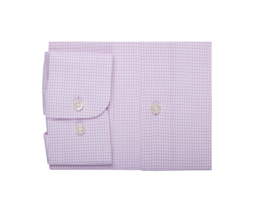White with light pink check men's twill shirt - MARTINIEN