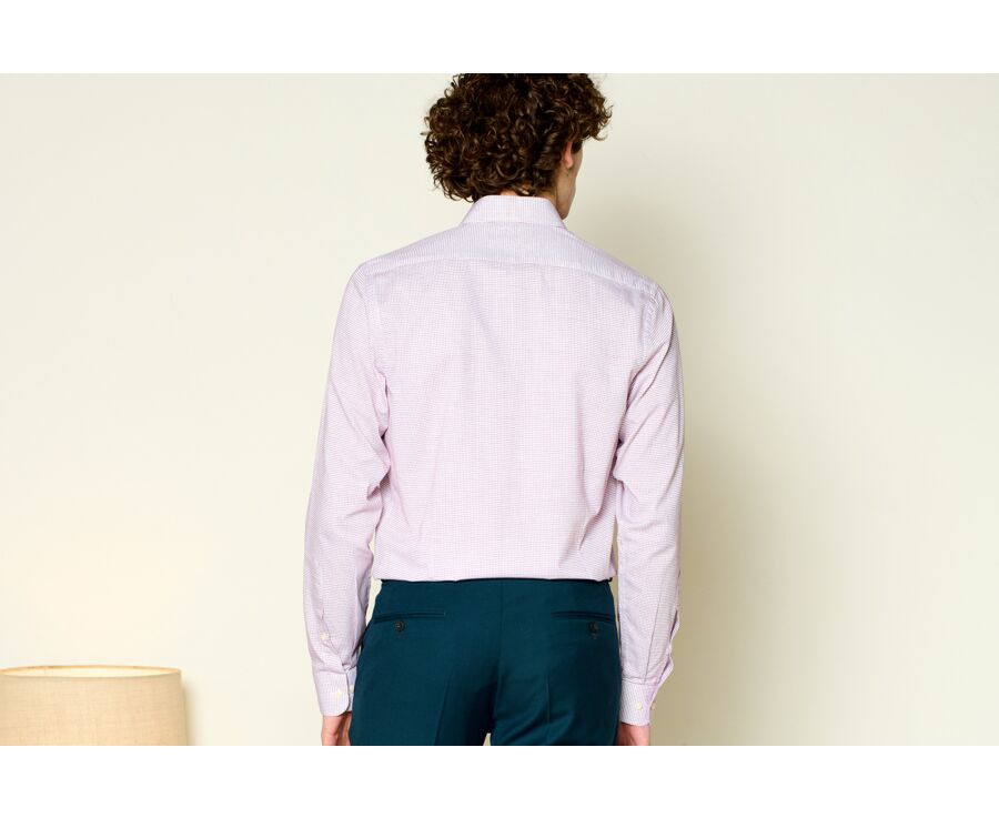 White with Burgundy check men's twill shirt - MARTINIEN