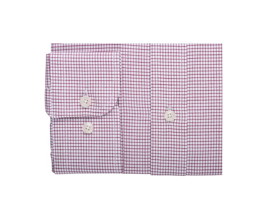 White with Burgundy check men's twill shirt - MARTINIEN