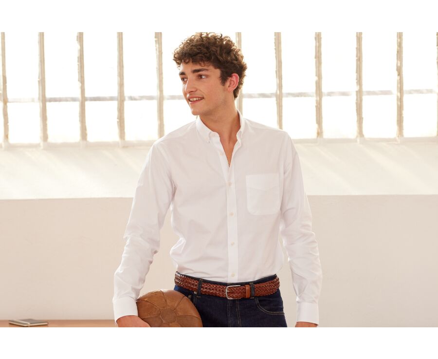 White shirt 100% cotton - Button down collar - EVHAN