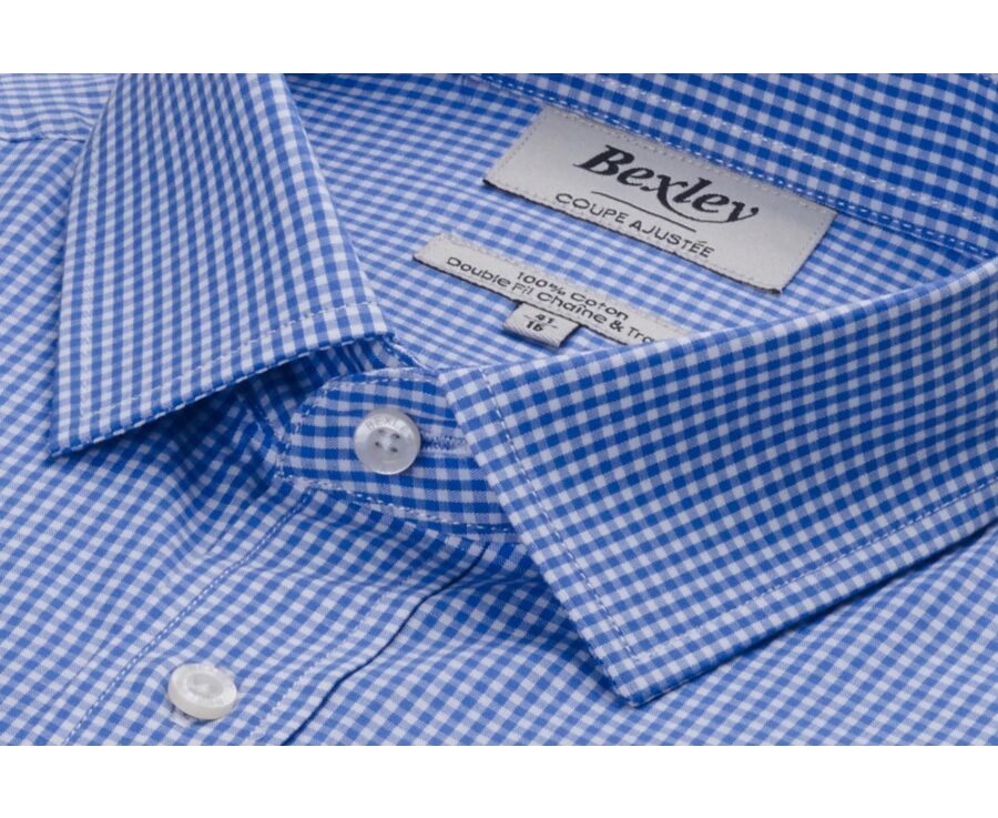 Light Blue & White Cotton shirt - Straight collar - VALAIRE