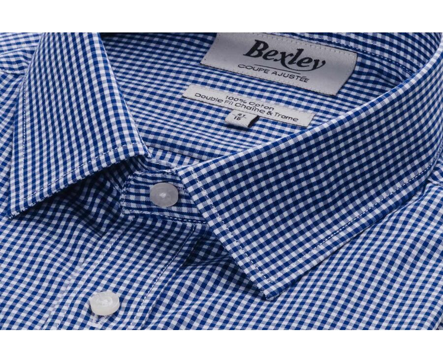 Blue & White Cotton shirt - Straight collar - VALAIRE
