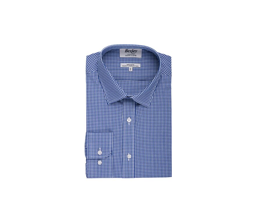 Blue & White Cotton shirt - Straight collar - VALAIRE