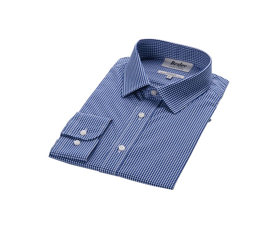 Blue & White Cotton shirt - Straight collar - VALAIRE