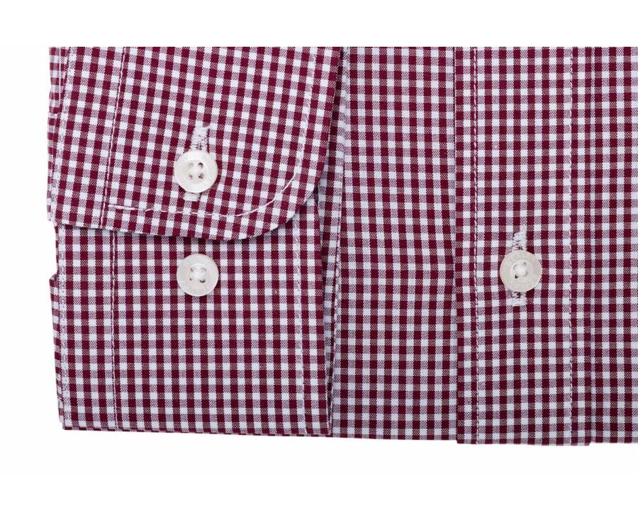 Men's poplin shirt – Burgundy & White Checks - VALAIRE