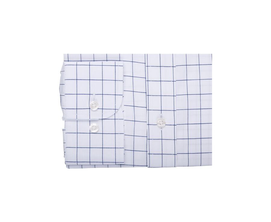 White shirt with blue checks - Straight collar - SERGIUS