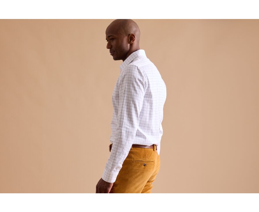 White shirt with green checks - Straight collar - SERGIUS