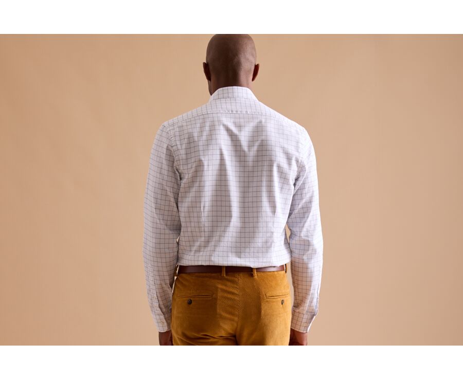 White shirt with green checks - Straight collar - SERGIUS