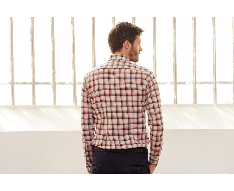 Red & Ecru Flannel shirt - Pocket - ALDERICK