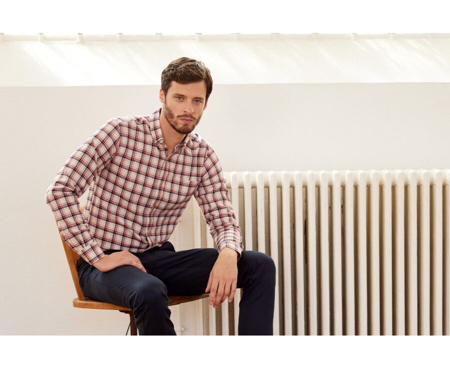 Red & Ecru Flannel shirt - Pocket - ALDERICK