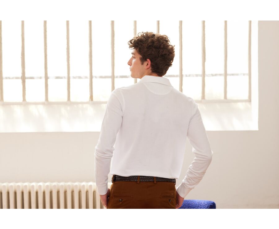 White Men's long sleeve polo shirt - ALEC II ML