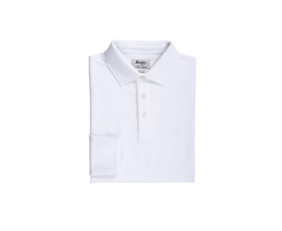 White Men's long sleeve polo shirt - ALEC II ML