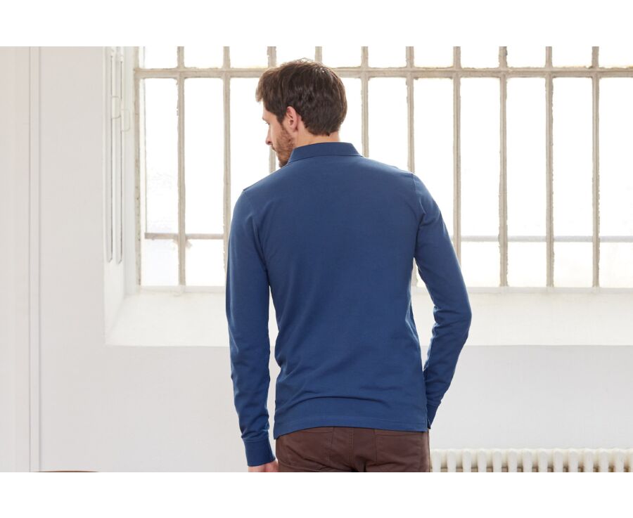 Blue Men's long sleeve polo shirt - ALEC II ML