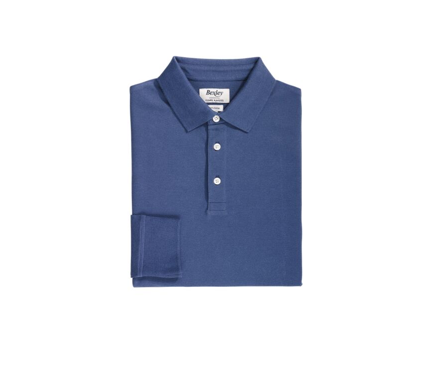 Blue Men's long sleeve polo shirt - ALEC II ML