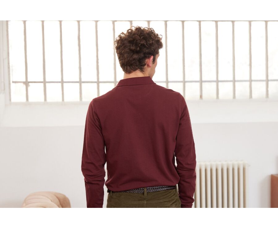 Burgundy Men's long sleeve polo shirt - ALEC II ML