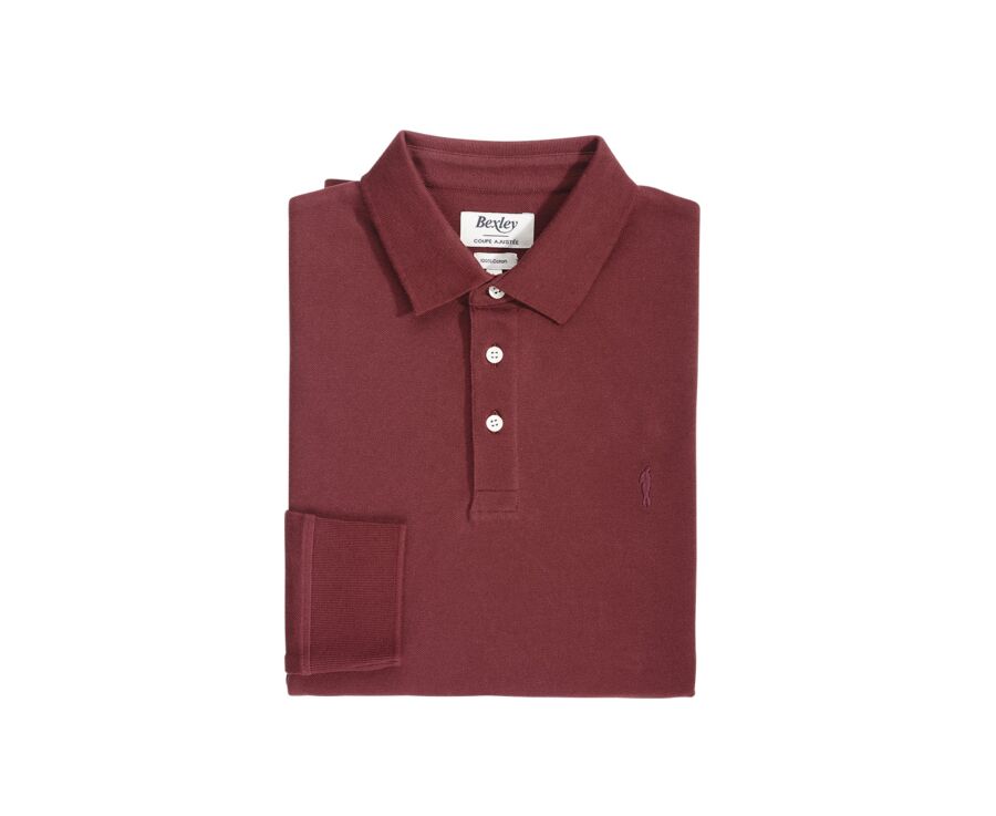 Burgundy Men's long sleeve polo shirt - ALEC II ML