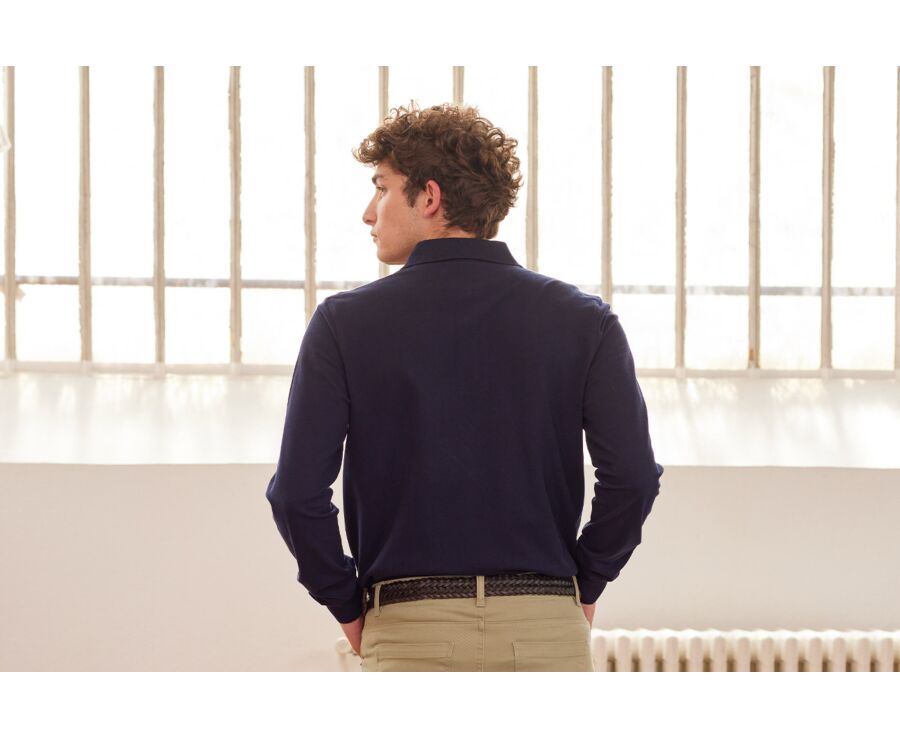 Navy Men's long sleeve polo shirt - ALEC II ML