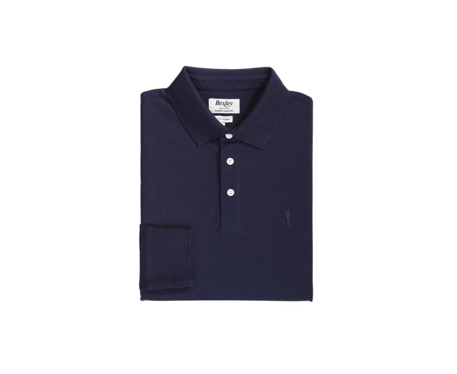 Navy Men's long sleeve polo shirt - ALEC II ML