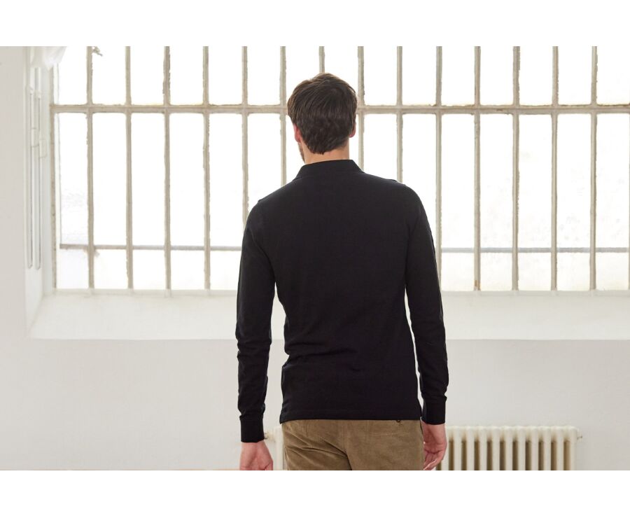Black Men's long sleeve polo shirt - ALEC II ML