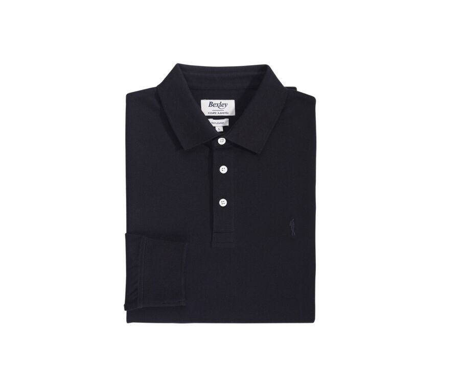 Black Men's long sleeve polo shirt - ALEC II ML