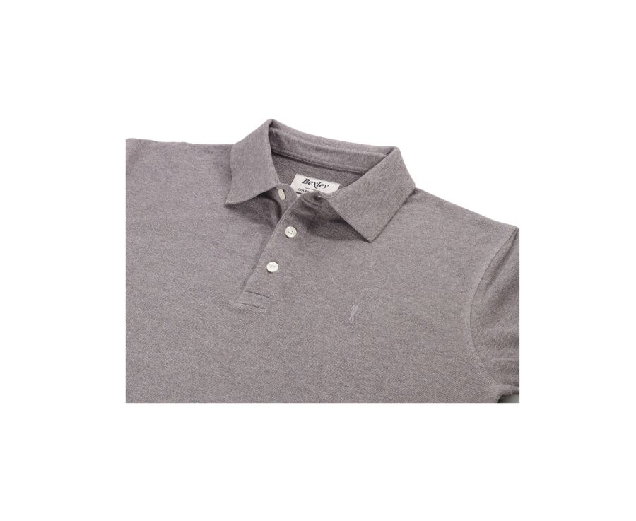 Taupe melange Men's long sleeve polo shirt - ALEC II ML