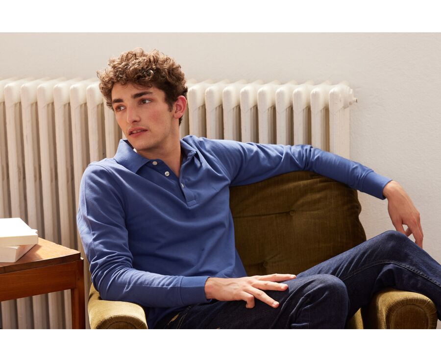 Royal Blue Men's long sleeve polo shirt - ALEC II ML