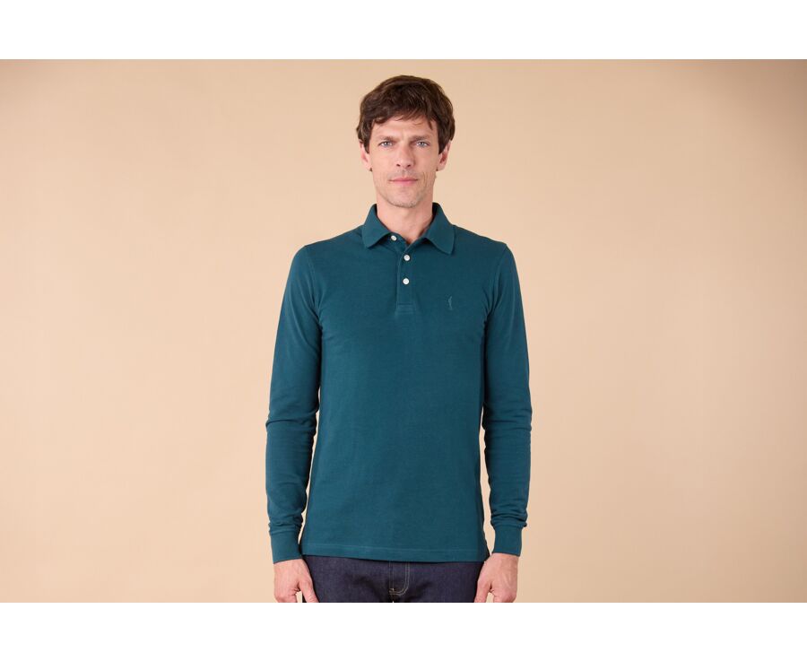 Dark Green - Men's long sleeve polo shirt - ALEC II ML