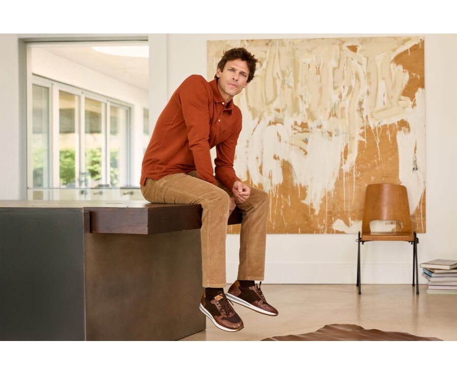 Rust Men's long sleeve polo shirt - ALEC II ML