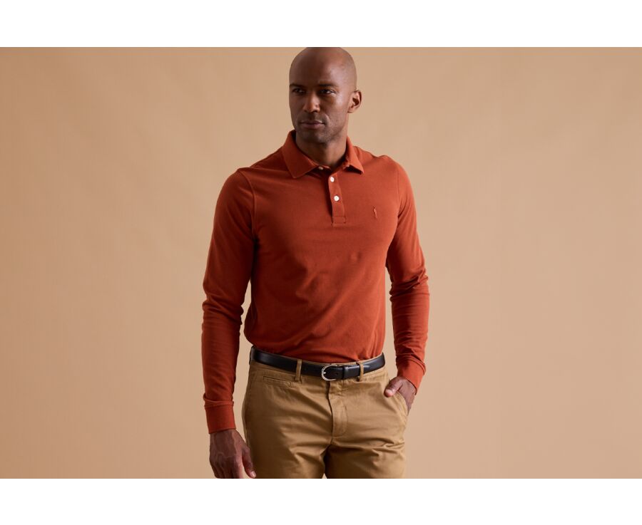 Rust Men's long sleeve polo shirt - ALEC II ML