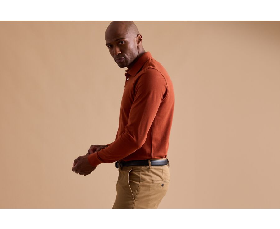 Rust Men's long sleeve polo shirt - ALEC II ML