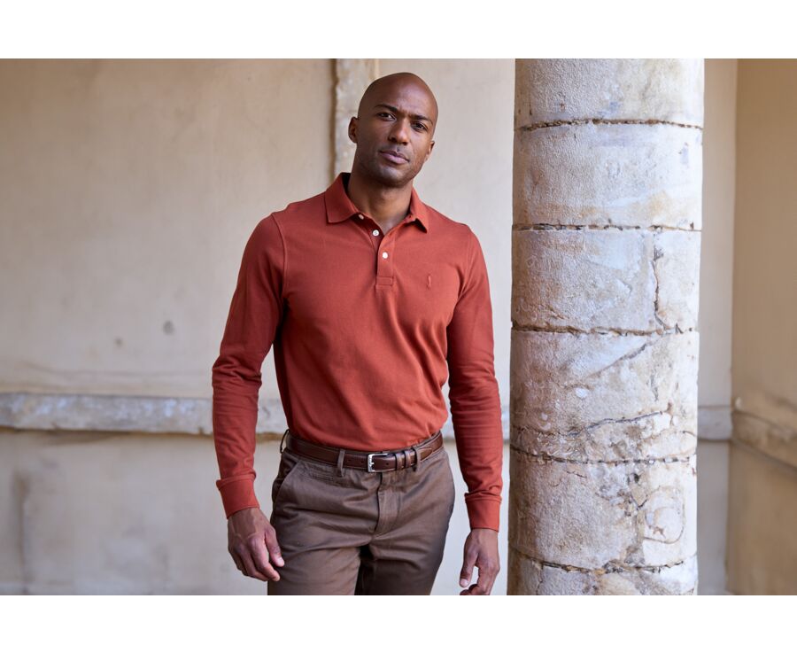 Rust Men's long sleeve polo shirt - ALEC II ML