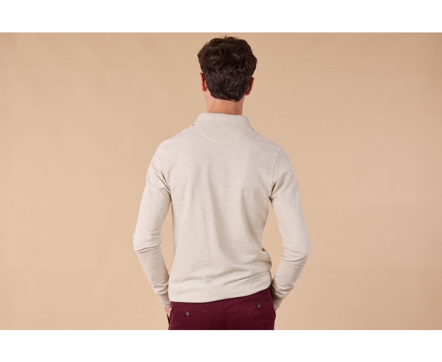 Light beige Melange - Men's long sleeve polo shirt - ALEC II ML