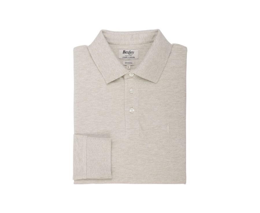 Light beige Melange - Men's long sleeve polo shirt - ALEC II ML
