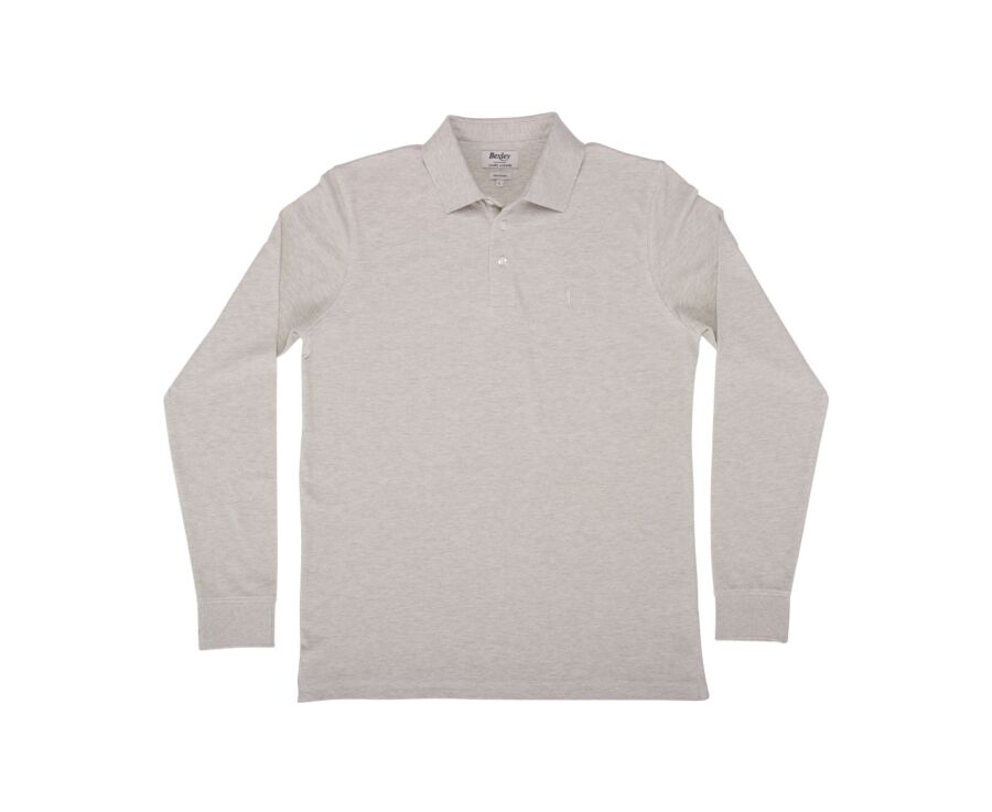 Light beige Melange - Men's long sleeve polo shirt - ALEC II ML
