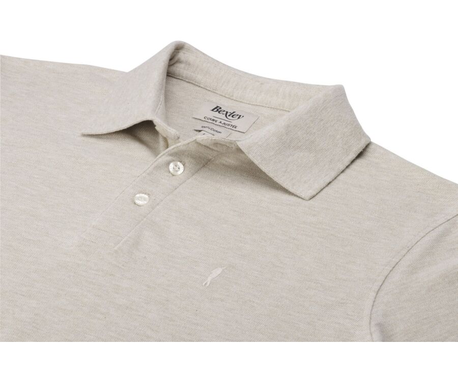 Light beige Melange - Men's long sleeve polo shirt - ALEC II ML