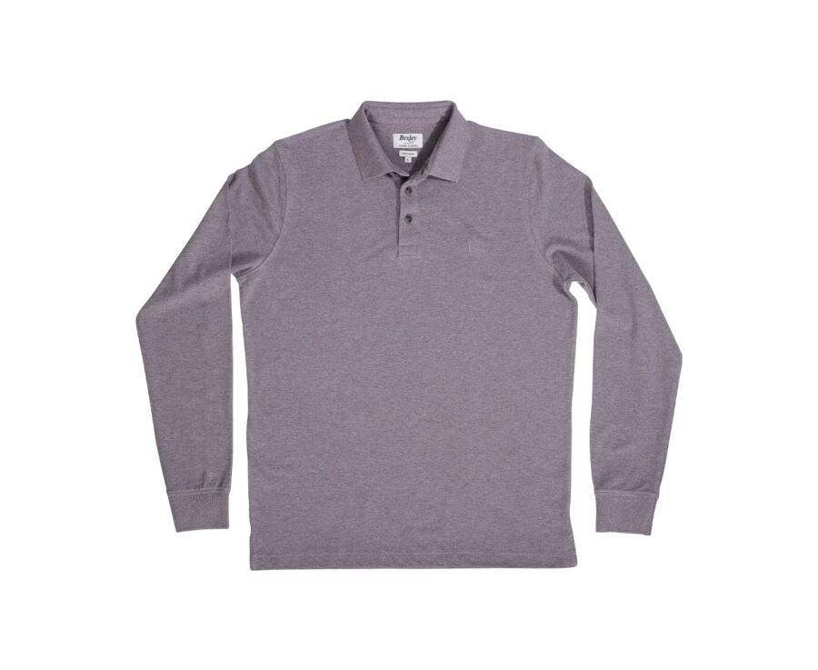 Taupe Grey Men's long sleeve polo shirt - ALEC II ML