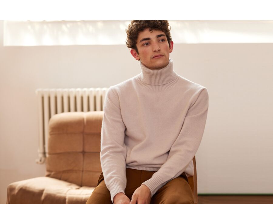 Beige roll neck jumper mens 2025