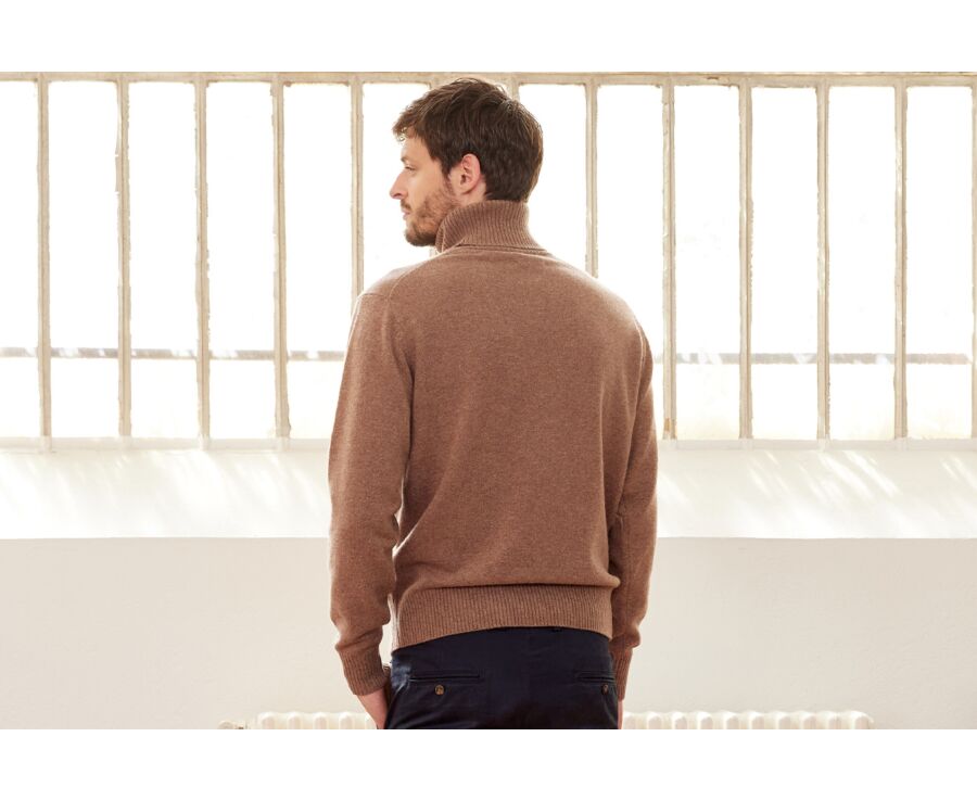 Brown Melange wool roll-neck jumper - KENNERIC