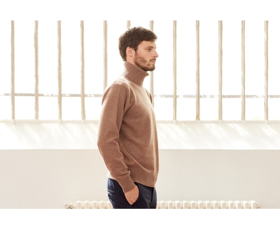 Brown Melange wool roll-neck jumper - KENNERIC