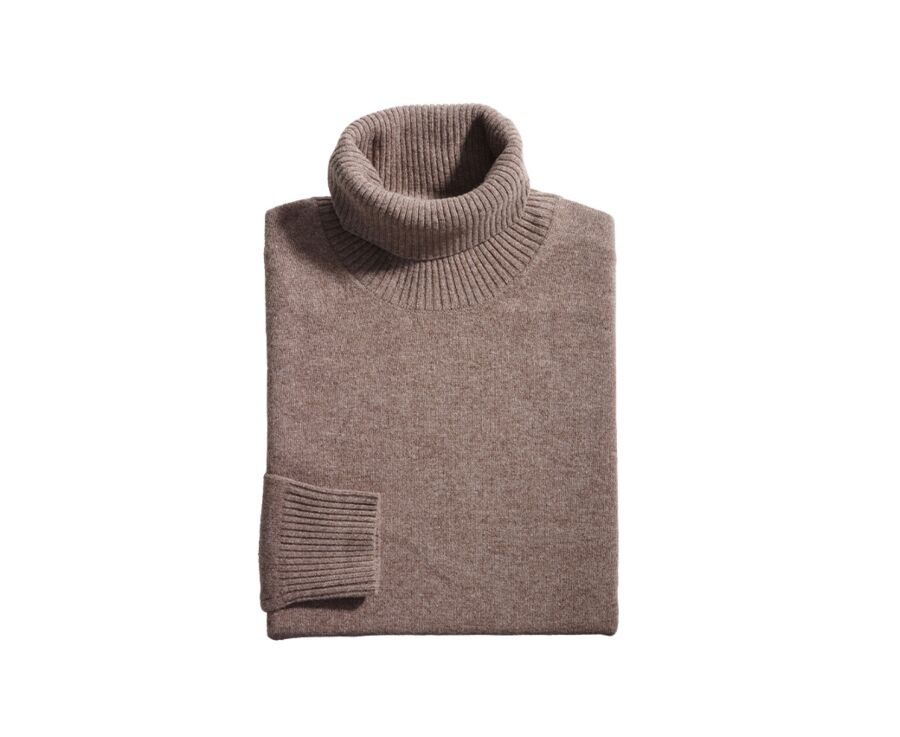 Brown Melange wool roll-neck jumper - KENNERIC